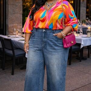 High Waist Wide Leg Jeans for Women Plus Size 26